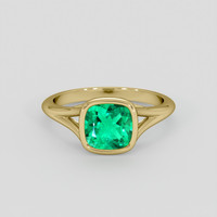 1.29 Ct. Emerald Ring, 18K Yellow Gold 1