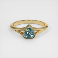 1.03 Ct. Greenish Blue Sapphire Ring, 18K Yellow Gold 1