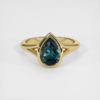 2.54 Ct. Bluish Green Sapphire Ring, 18K Yellow Gold 1