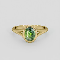 1.65 Ct. Yellowish Green Sapphire Ring, 18K Yellow Gold 1