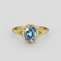 3.14 Ct. Greenish Blue Sapphire Ring, 18K Yellow Gold 1