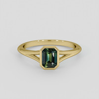 1.28 Ct. Bluish Green Sapphire Ring, 18K Yellow Gold 1