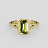 1.56 Ct. Yellowish Green Sapphire Ring, 18K Yellow Gold 1
