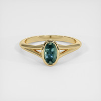 1.45 Ct. Bluish Green Sapphire Ring, 18K Yellow Gold 1