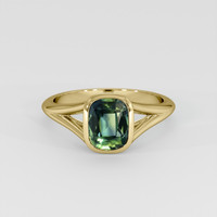 2.02 Ct. Bluish Green Sapphire Ring, 18K Yellow Gold 1