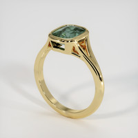 2.09 Ct. Bluish Green Sapphire Ring, 18K Yellow Gold 2
