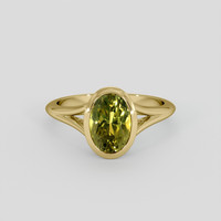 2.43 Ct. Yellowish Green Sapphire Ring, 18K Yellow Gold 1