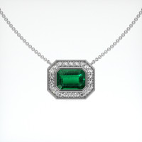 1.33 Ct. Emerald Pendant, 18K White Gold 1
