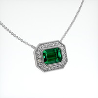 1.33 Ct. Emerald Pendant, 18K White Gold 2