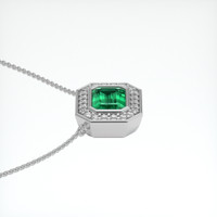 1.33 Ct. Emerald Pendant, 18K White Gold 3
