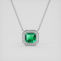 2.67 Ct. Emerald Pendant, 18K White Gold 1