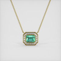 0.93 Ct. Emerald Pendant, 18K Yellow Gold 1