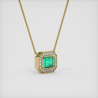 0.93 Ct. Emerald Pendant, 18K Yellow Gold 2