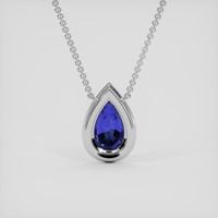 2.81 Ct. Blue Sapphire Pendant, 14K White Gold 4