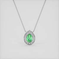 0.68 Ct. Emerald Pendant, 18K White Gold 1