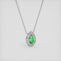 0.68 Ct. Emerald Pendant, 18K White Gold 2