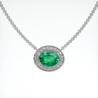 1.51 Ct. Emerald Pendant, 18K White Gold 1
