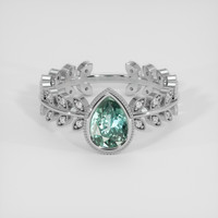 1.13 Ct. Bluish Green Sapphire Ring, Platinum 950 1
