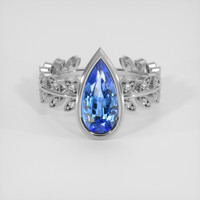 3.39 Ct. Blue Sapphire Ring, 10K White Gold 1