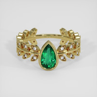 0.73 Ct. Emerald Ring, 18K Yellow Gold 1