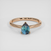 0.88 Ct. Greenish Blue Sapphire Ring, 18K Rose Gold 1