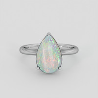 1.20 Ct. Multi Color White Opal (Light Opal) Ring, 14K White Gold 1