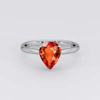 1.67 Ct. Reddish Orange Sapphire Ring, 14K White Gold 1