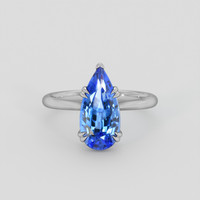 3.39 Ct. Blue Sapphire Ring, 18K White Gold 1