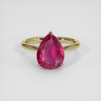 4.60 Ct. Pinkish Red Rubellite Tourmaline Ring, 18K Yellow Gold 1