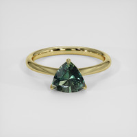 1.62 Ct. Bluish Green Sapphire Ring, 18K Yellow Gold 1