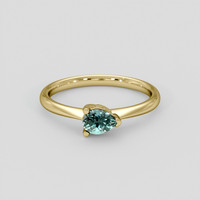 0.50 Ct. Bluish Green Sapphire Ring, 18K Yellow Gold 1