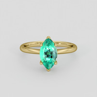 1.33 Ct. Emerald Ring, 18K Yellow Gold 1