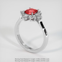 1.52 Ct. Padparadscha Sapphire Ring, 14K White Gold 2