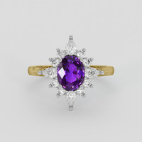 1.97 Ct. Pinkish Purple Sapphire Ring, 18K White & Yellow 1