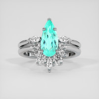1.58 Ct. Greenish Blue Paraiba Tourmaline Ring, Platinum 950 1