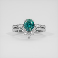 1.69 Ct. Bluish Green Sapphire Ring, Platinum 950 1