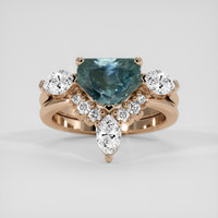 2.59 Ct. Bluish Green Sapphire Ring, 14K Rose Gold 1
