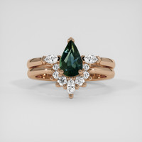 1.12 Ct. Bluish Green Sapphire Ring, 14K Rose Gold 1