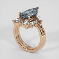 2.83 Ct. Greyish Blue Sapphire Ring, 18K Rose Gold 2