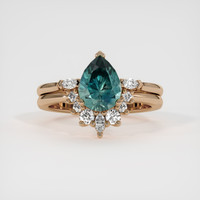 1.26 Ct. Greenish Blue Sapphire Ring, 18K Rose Gold 1