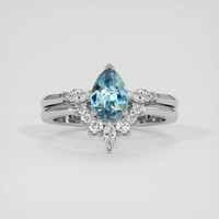 1.14 Ct. Greenish Blue Sapphire Ring, Silver 1