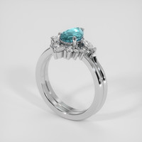 1.14 Ct. Greenish Blue Sapphire Ring, Silver 2
