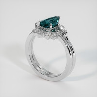 2.07 Ct. Greenish Blue Sapphire Ring, 14K White Gold 2