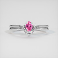 0.50 Ct. Pink Sapphire Ring, 14K White Gold 1