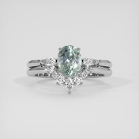 2.33 Ct. Bluish Green Sapphire Ring, 14K White Gold 1