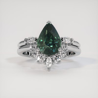 3.27 Ct. Bluish Green Sapphire Ring, 14K White Gold 1