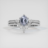 1.03 Ct. Grey Sapphire Ring, 18K White Gold 1