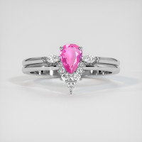 0.93 Ct. Pink Sapphire Ring, 18K White Gold 1
