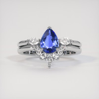 0.98 Ct. Blue Sapphire Ring, 18K White Gold 1