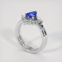 0.98 Ct. Blue Sapphire Ring, 18K White Gold 2